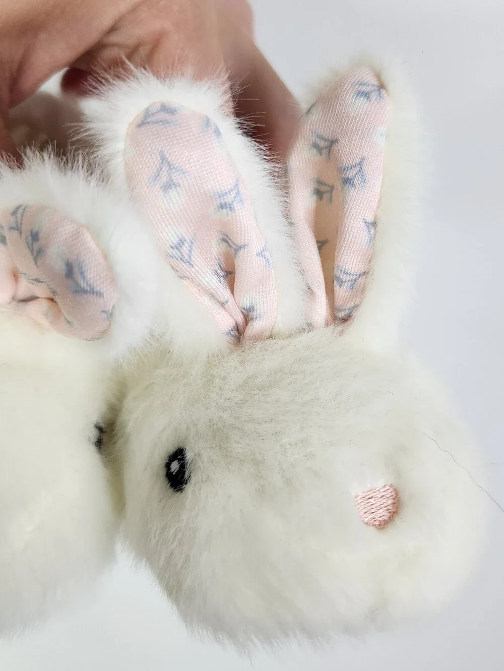 Baby Fuzzy Bunny Slippers, Floral Pink Blue Ears